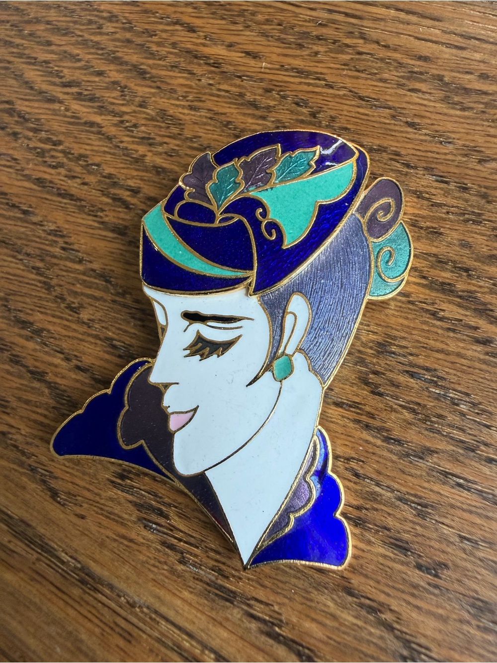 Cloisonné Enamel Lady Brooch